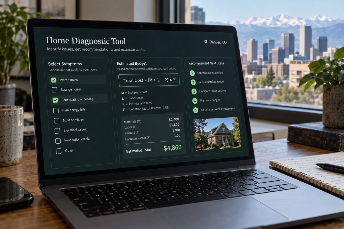 Interactive website diagnostic interface routing performance symptoms to exact scope definitions.